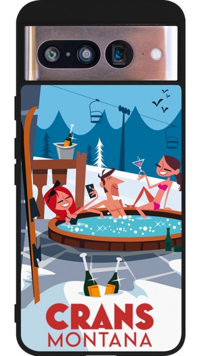 Google Pixel 8 Case Hülle - Silikon schwarz Crans-Montana Mountain Jacuzzi