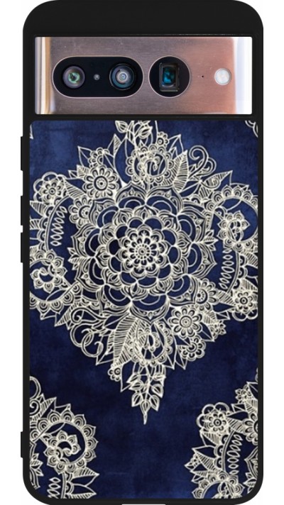 Google Pixel 8 Case Hülle - Silikon schwarz Cream Flower Moroccan