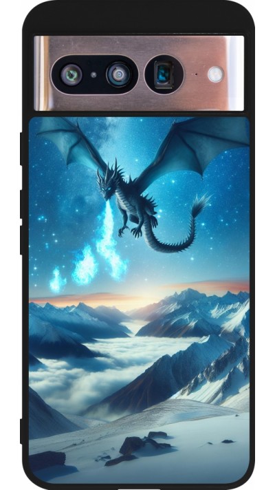 Google Pixel 8 Case Hülle - Silikon schwarz Drache nächtliche Berg