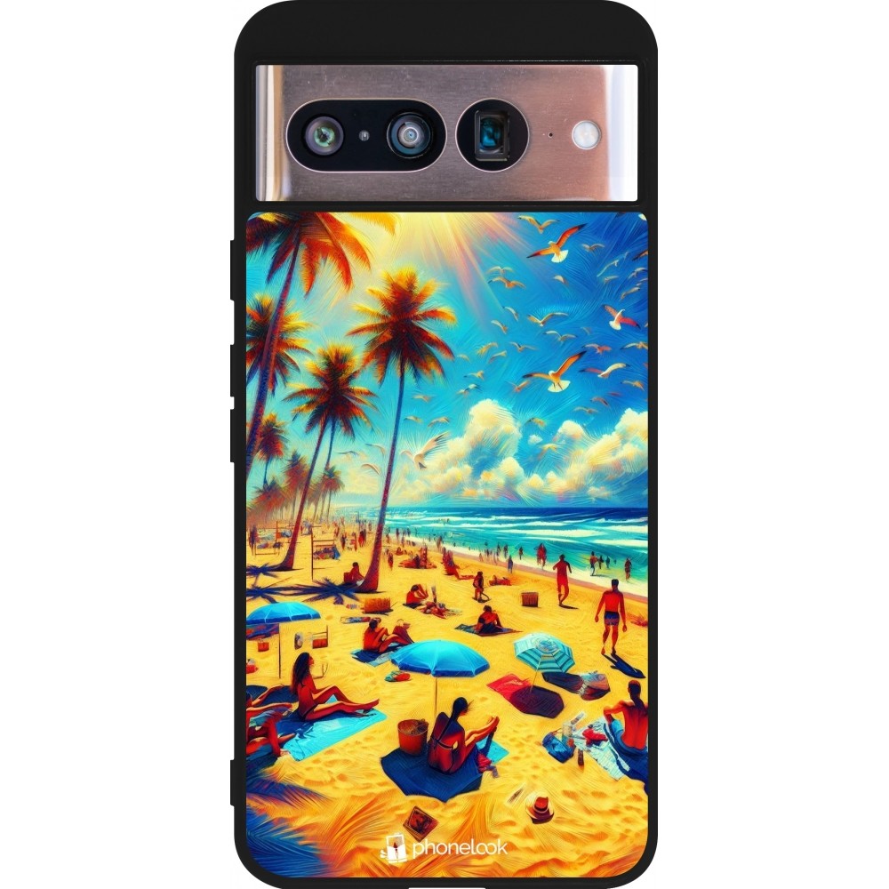 Google Pixel 8 Case Hülle - Silikon schwarz Sommer Paradies Farbe