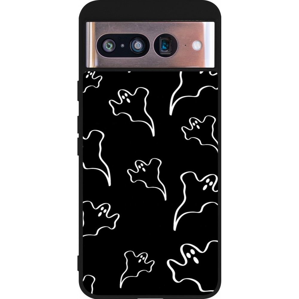 Google Pixel 8 Case Hülle - Silikon schwarz Halloween 2024 black and white ghosts