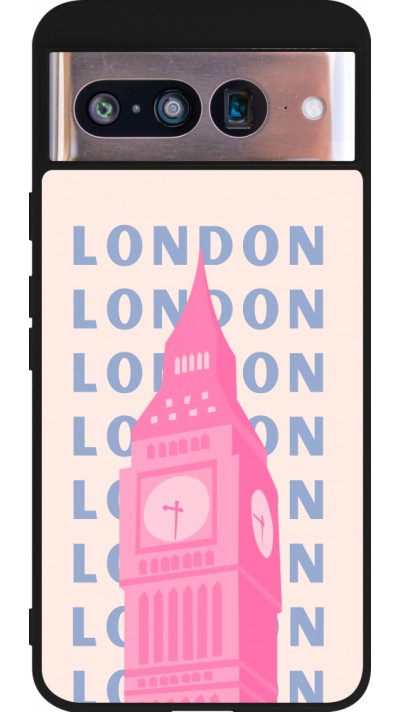 Google Pixel 8 Case Hülle - Silikon schwarz London Pink Print