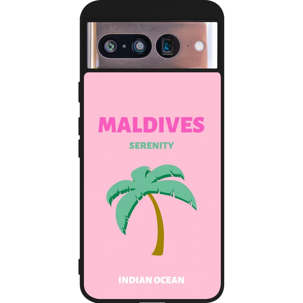 Google Pixel 8 Case Hülle - Silikon schwarz Pop Summer Destination Maldives