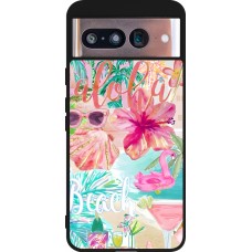 Google Pixel 8 Case Hülle - Silikon schwarz Preppy Collage Aloha