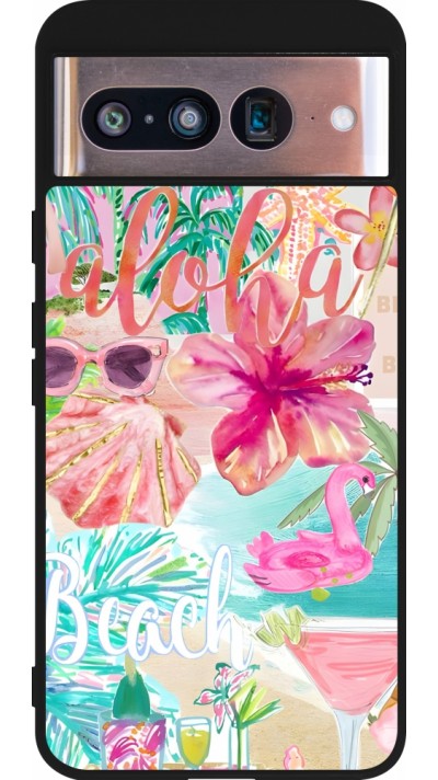 Google Pixel 8 Case Hülle - Silikon schwarz Preppy Collage Aloha