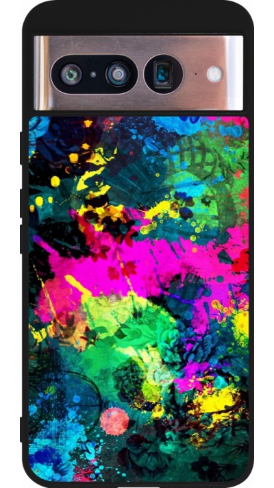 Google Pixel 8 Case Hülle - Silikon schwarz Splash paint