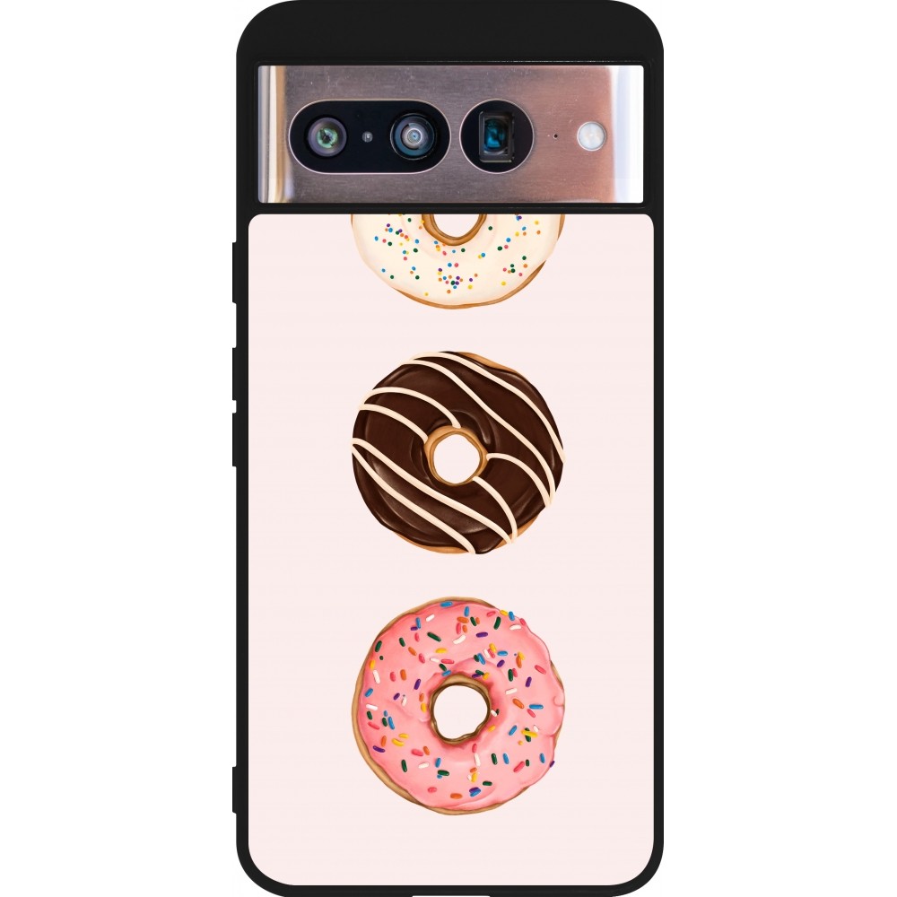 Google Pixel 8 Case Hülle - Silikon schwarz Spring 23 donuts