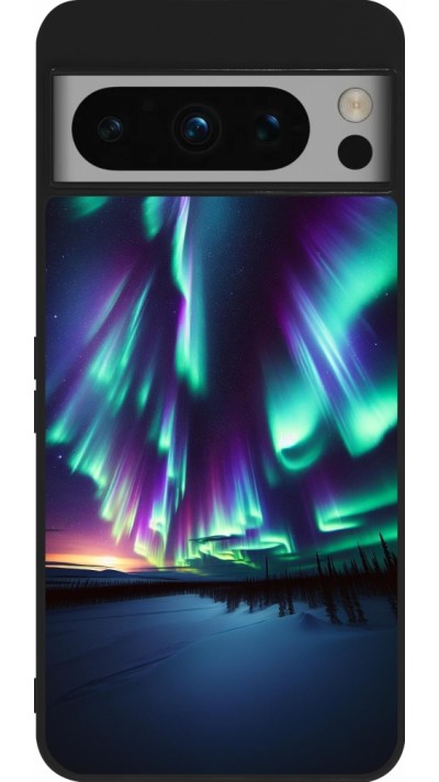 Google Pixel 8 Pro Case Hülle - Silikon schwarz Funkelndes Nordlicht