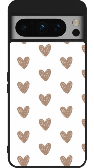 Google Pixel 8 Pro Case Hülle - Silikon schwarz Autumn 2024 brown hearts