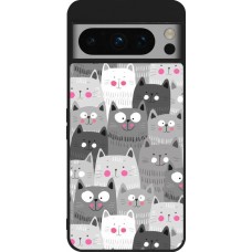 Google Pixel 8 Pro Case Hülle - Silikon schwarz Katzenschwärme