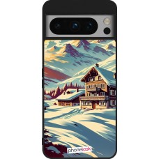 Google Pixel 8 Pro Case Hülle - Silikon schwarz Chalet Berg verschneit