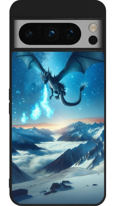 Google Pixel 8 Pro Case Hülle - Silikon schwarz Drache nächtliche Berg