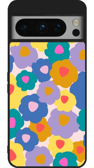 Google Pixel 8 Pro Case Hülle - Silikon schwarz Easter 2024 flower power