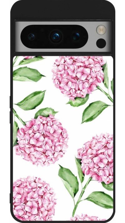 Google Pixel 8 Pro Case Hülle - Silikon schwarz Easter 2024 pink flowers