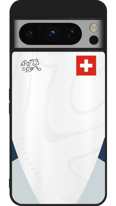 Coque Google Pixel 8 Pro - Silicone rigide noir Maillot de football Suisse Extérieur personnalisable