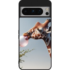 Google Pixel 8 Pro Case Hülle - Silikon schwarz Giraffe mit Blase