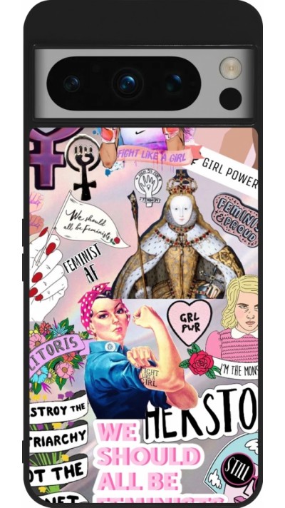 Google Pixel 8 Pro Case Hülle - Silikon schwarz Girl Power Collage