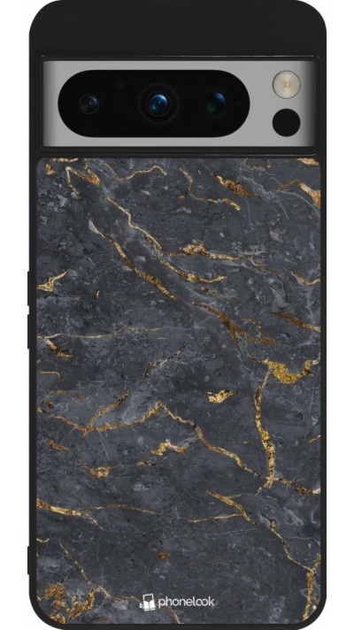 Google Pixel 8 Pro Case Hülle - Silikon schwarz Grey Gold Marble