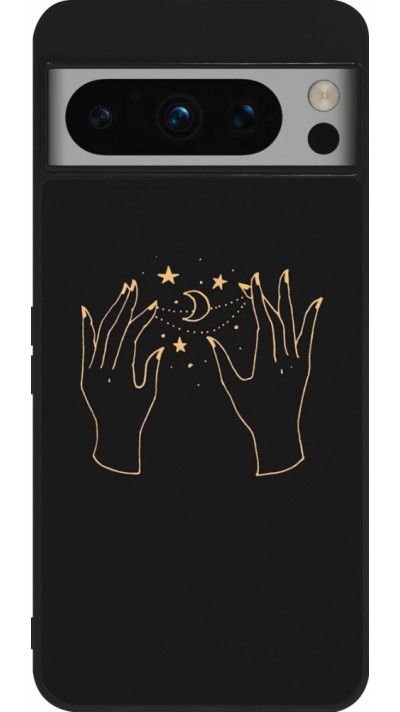 Google Pixel 8 Pro Case Hülle - Silikon schwarz Grey magic hands