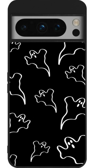 Google Pixel 8 Pro Case Hülle - Silikon schwarz Halloween 2024 black and white ghosts