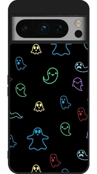 Google Pixel 8 Pro Case Hülle - Silikon schwarz Halloween 2024 colorful ghosts