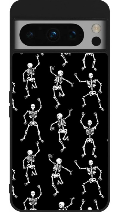 Google Pixel 8 Pro Case Hülle - Silikon schwarz Halloween 2024 dancing skeleton