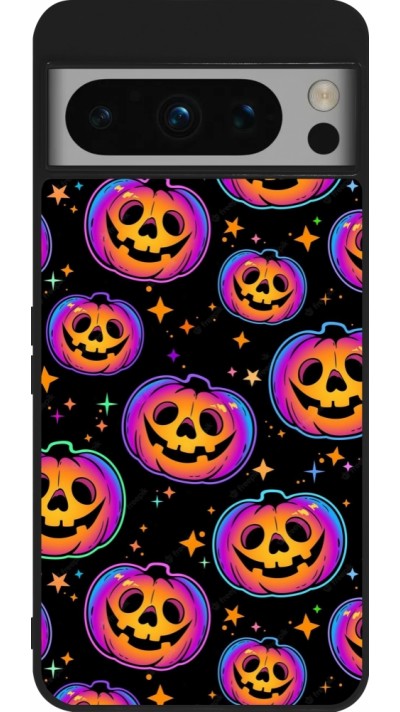 Google Pixel 8 Pro Case Hülle - Silikon schwarz Halloween 2024 rainbow pumpkins