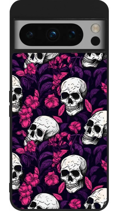 Google Pixel 8 Pro Case Hülle - Silikon schwarz Halloween 2024 romantic skulls