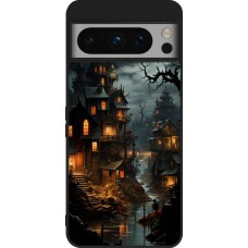 Google Pixel 8 Pro Case Hülle - Silikon schwarz Halloween 2024 scary town