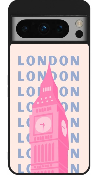 Google Pixel 8 Pro Case Hülle - Silikon schwarz London Pink Print