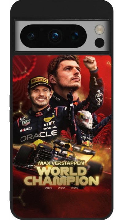 Google Pixel 8 Pro Case Hülle - Silikon schwarz Max Verstappen Champion 2023