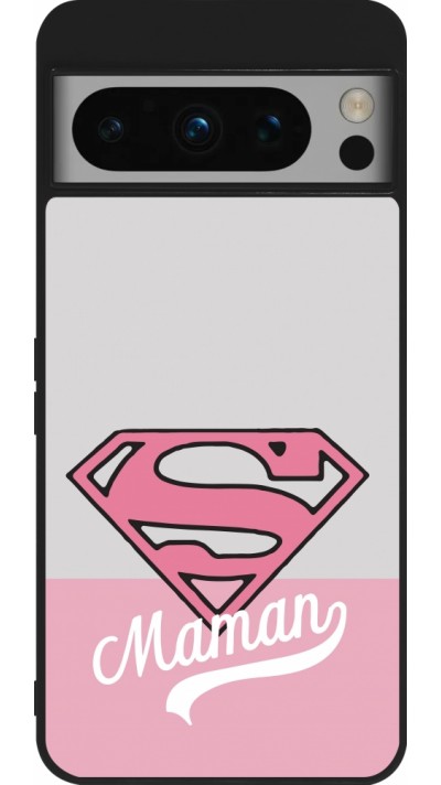 Google Pixel 8 Pro Case Hülle - Silikon schwarz Mom 2024 Super hero maman