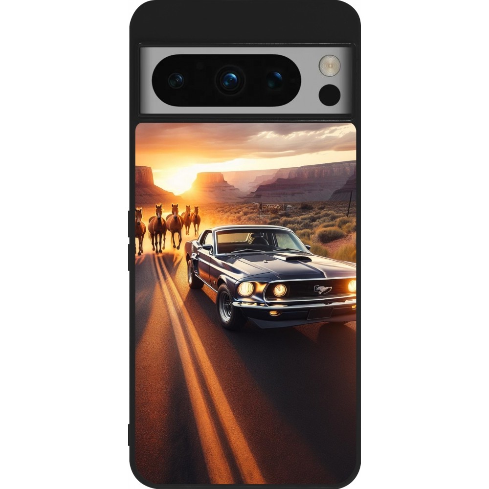 Google Pixel 8 Pro Case Hülle - Silikon schwarz Mustang 69 Grand Canyon