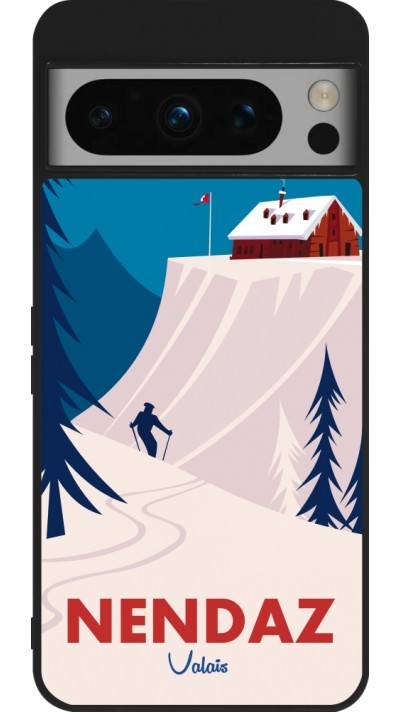Coque Google Pixel 8 Pro - Silicone rigide noir Nendaz Cabane Ski