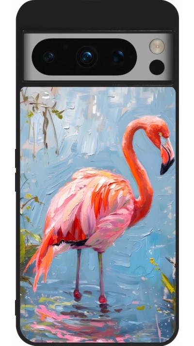 Google Pixel 8 Pro Case Hülle - Silikon schwarz Paint Flamingo