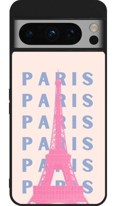 Google Pixel 8 Pro Case Hülle - Silikon schwarz Paris Pink Print