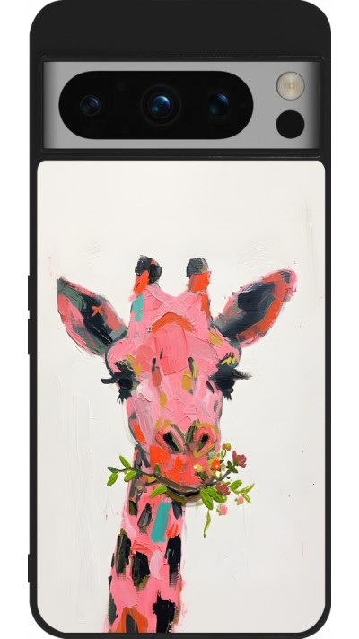 Google Pixel 8 Pro Case Hülle - Silikon schwarz Pink Girafe Paint