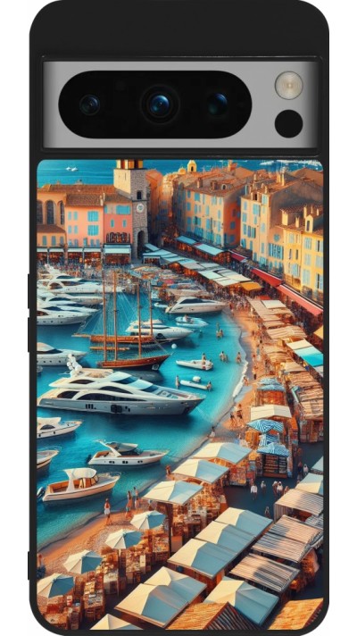 Google Pixel 8 Pro Case Hülle - Silikon schwarz Saint-Tropez Strand