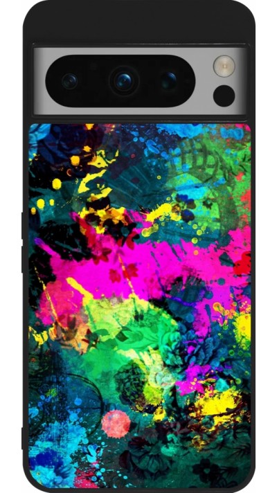 Google Pixel 8 Pro Case Hülle - Silikon schwarz Splash paint