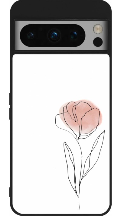 Google Pixel 8 Pro Case Hülle - Silikon schwarz Spring 23 minimalist flower