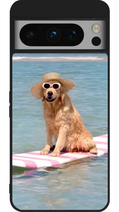 Google Pixel 8 Pro Case Hülle - Silikon schwarz Summer Dog on Paddle