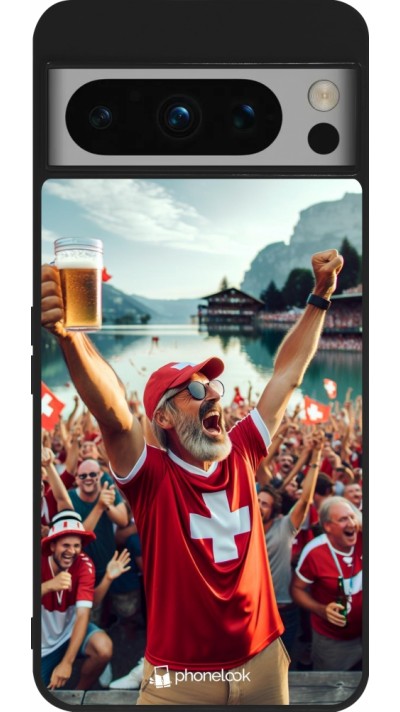 Coque Google Pixel 8 Pro - Silicone rigide noir Victoire suisse fan zone Euro 2024