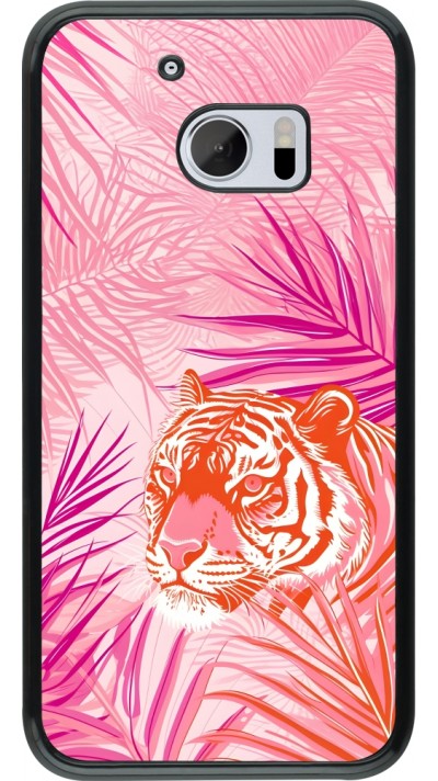 Coque HTC 10 - Tigre palmiers roses