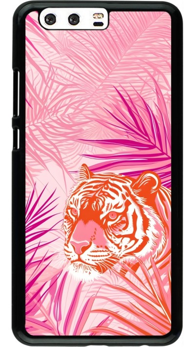 Coque Huawei P10 Plus - Tigre palmiers roses