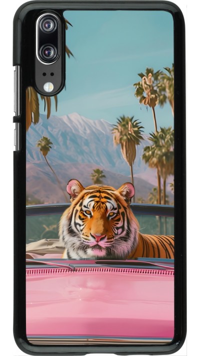Coque Huawei P20 - Tigre voiture rose