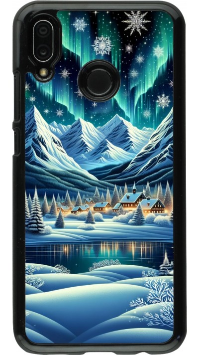 Coque Huawei P20 Lite - Snowy Mountain Village Lake night