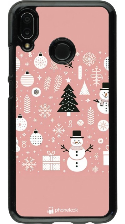 Coque Huawei P20 Lite - Noël 2024 Rose Snowman Christmas