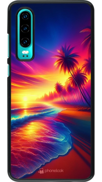 Huawei P30 Case Hülle - Strand Sonnenuntergang auffällig