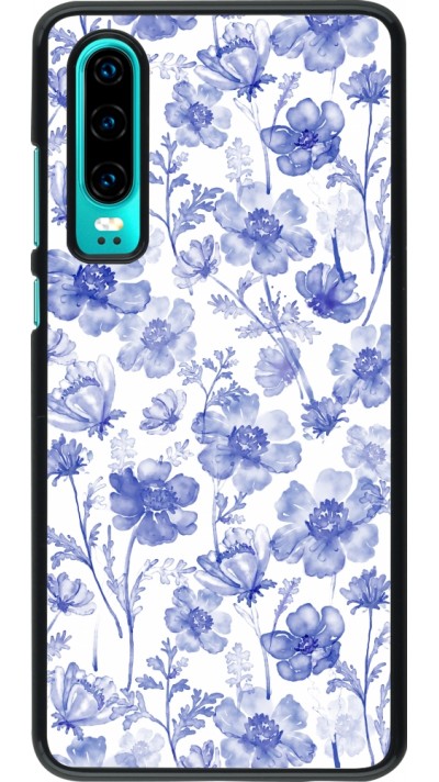 Huawei P30 Case Hülle - Spring 23 watercolor blue flowers