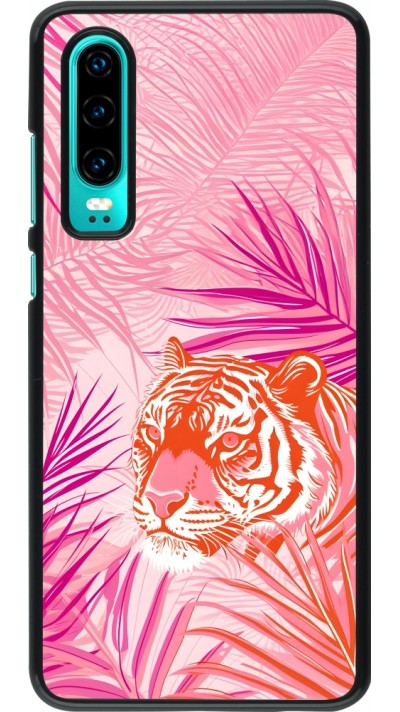 Coque Huawei P30 - Tigre palmiers roses